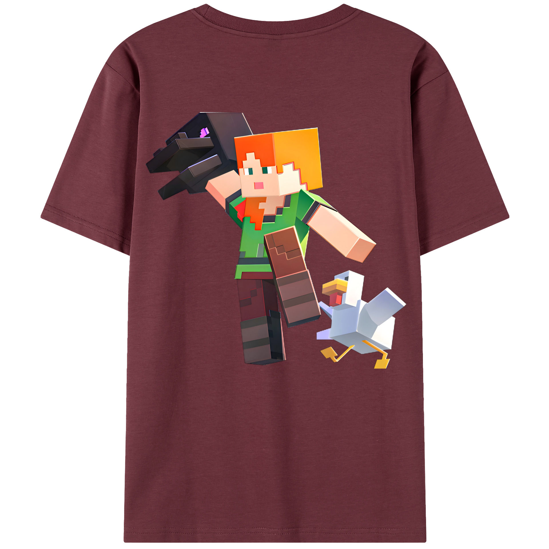（画像用） マインクラフト ブロックの世界 Minecraft MC Block world 綿100％半袖Tシャツ（背面プリント）